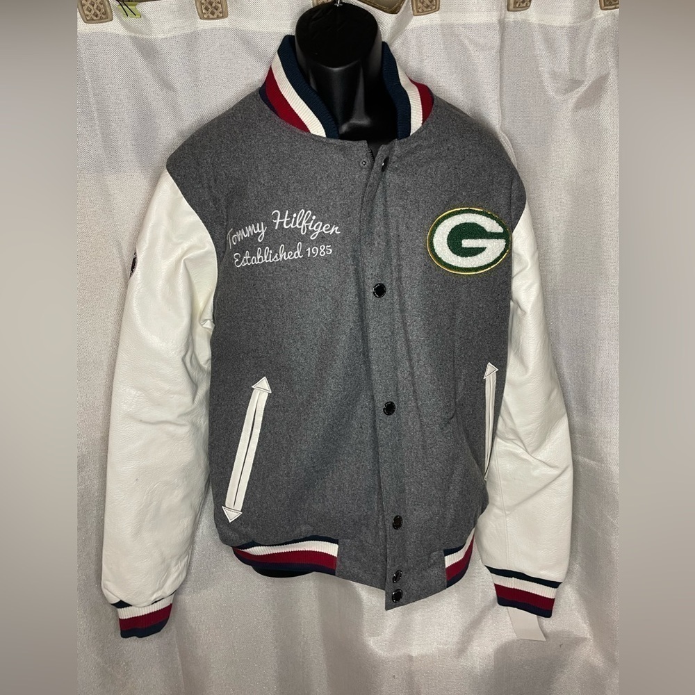 Men's Green Bay Packers Tommy Hilfiger Green Full-Zip Varsity Jacket Med - Picture 3 of 9
